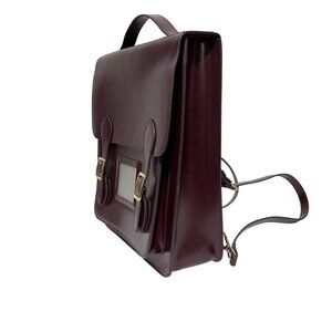 La Seine Burgundy Leather Backpack Satchel With Adjustable Straps
